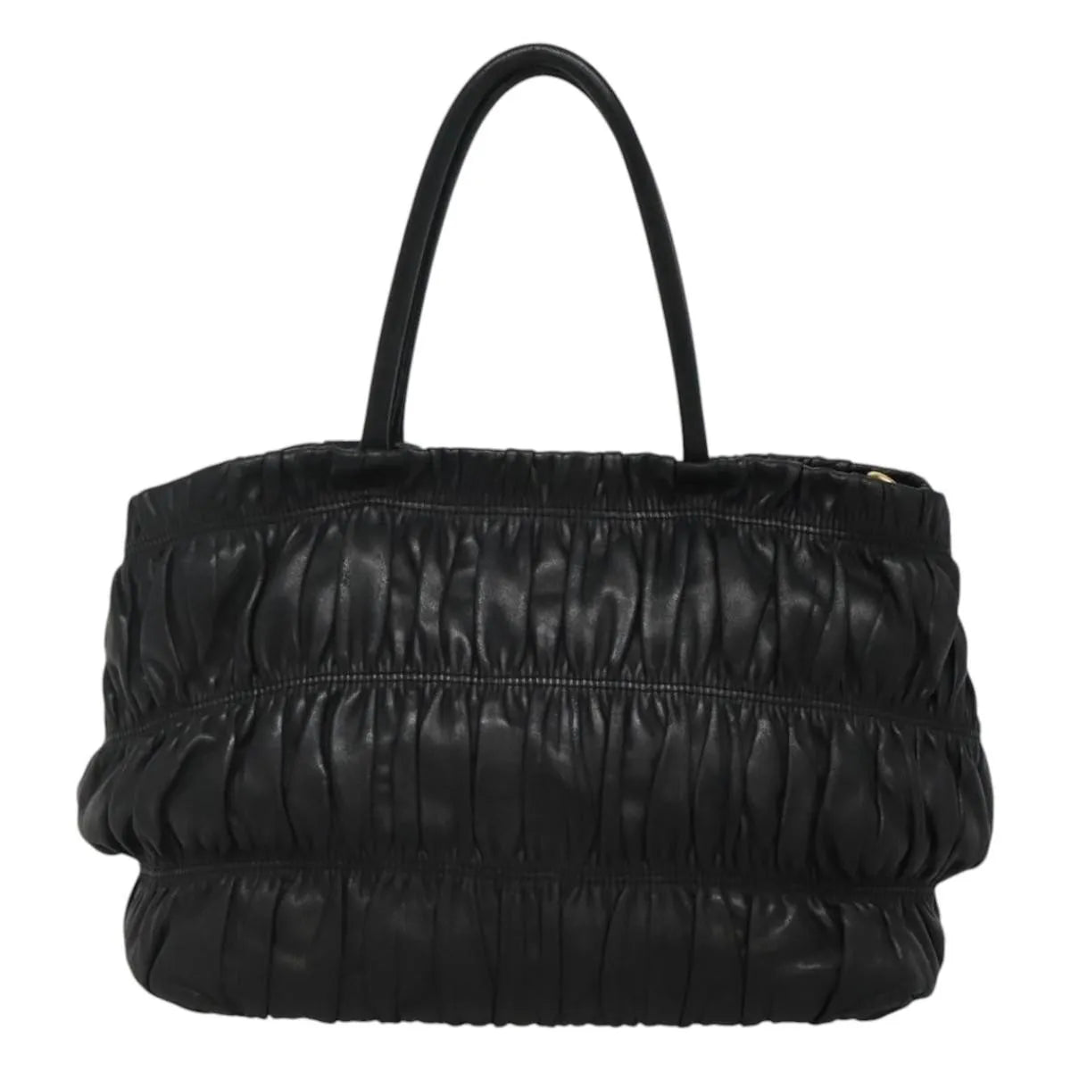 Prada Nappa Gaufre Bow Leather, Black, Leather, Tote Bag