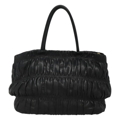 Prada Nappa Gaufre Bow Leather, Black, Leather, Tote Bag