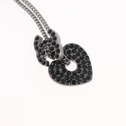 Chanel Coco Long Metal with Faux Pearls and Crystals, Black, Metal, Necklace