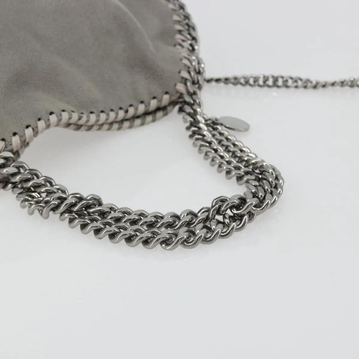 Stella McCartney Falabella Fold Over Faux Leather, Gray, Polyester, Shoulder Bag