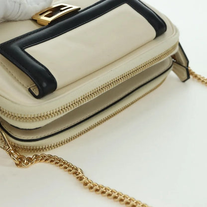 Fendi Easy 2 Baguette Leather, Beige, Leather, Crossbody Bag