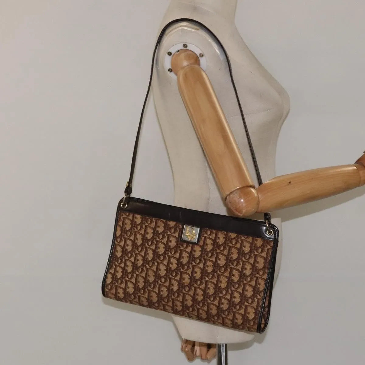 Christian Dior Vintage Trotter Canvas, Brown, Canvas, Shoulder Bag