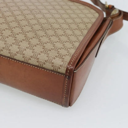Celine Vintage Macadam Canvas and Leather, Beige, Canvas, Shoulder Bag