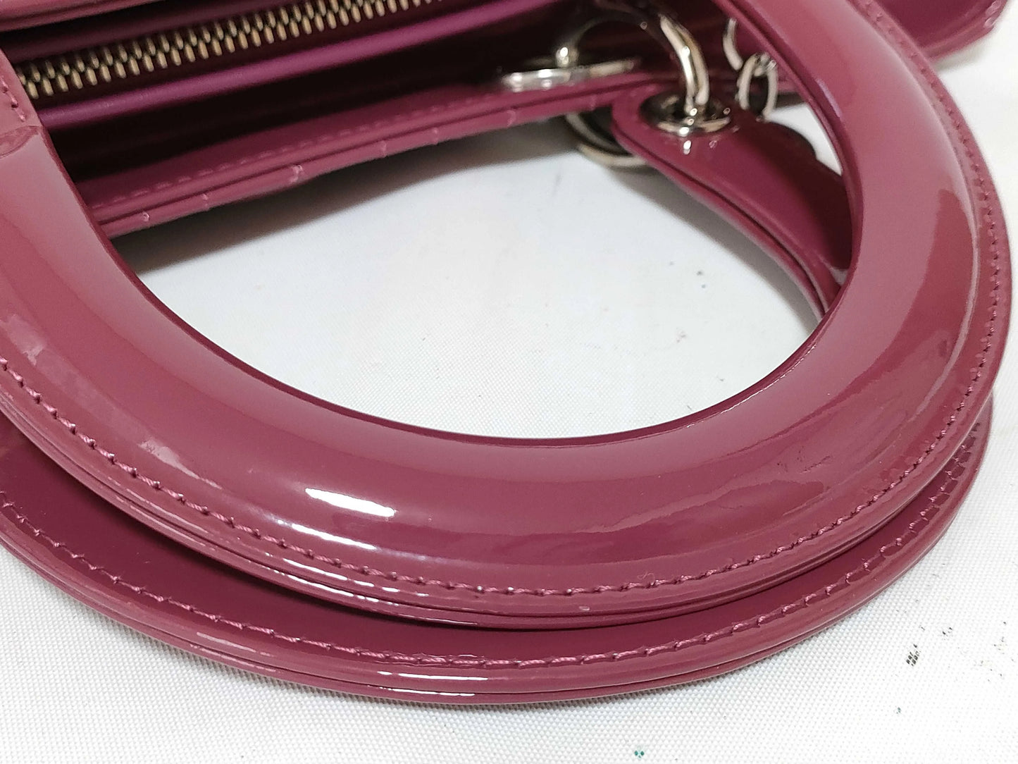 Christian Dior Lady Dior Patent, Purple, Patent Leather, Handbag