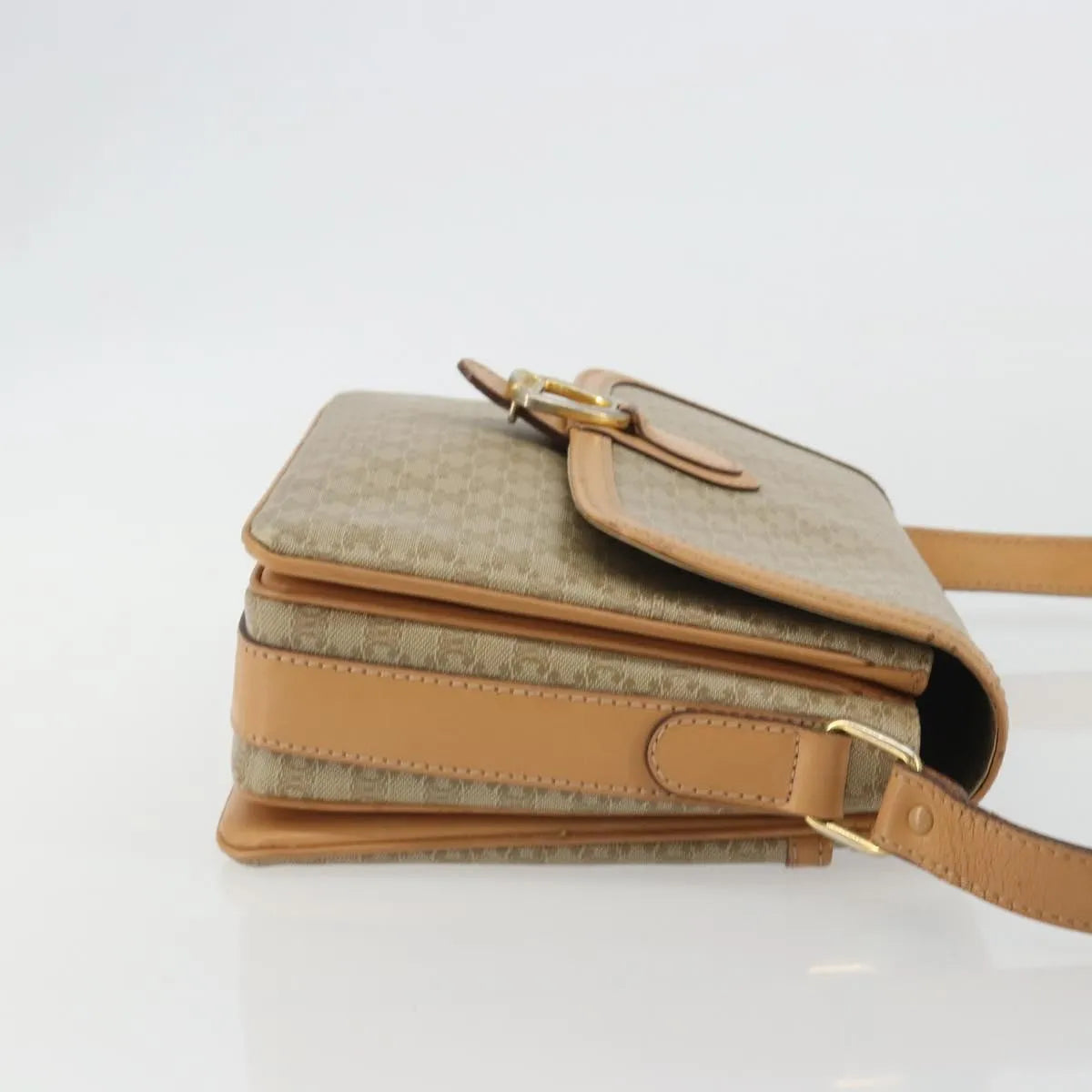 Celine Vintage Macadam Canvas and Leather, Beige, Canvas, Shoulder Bag