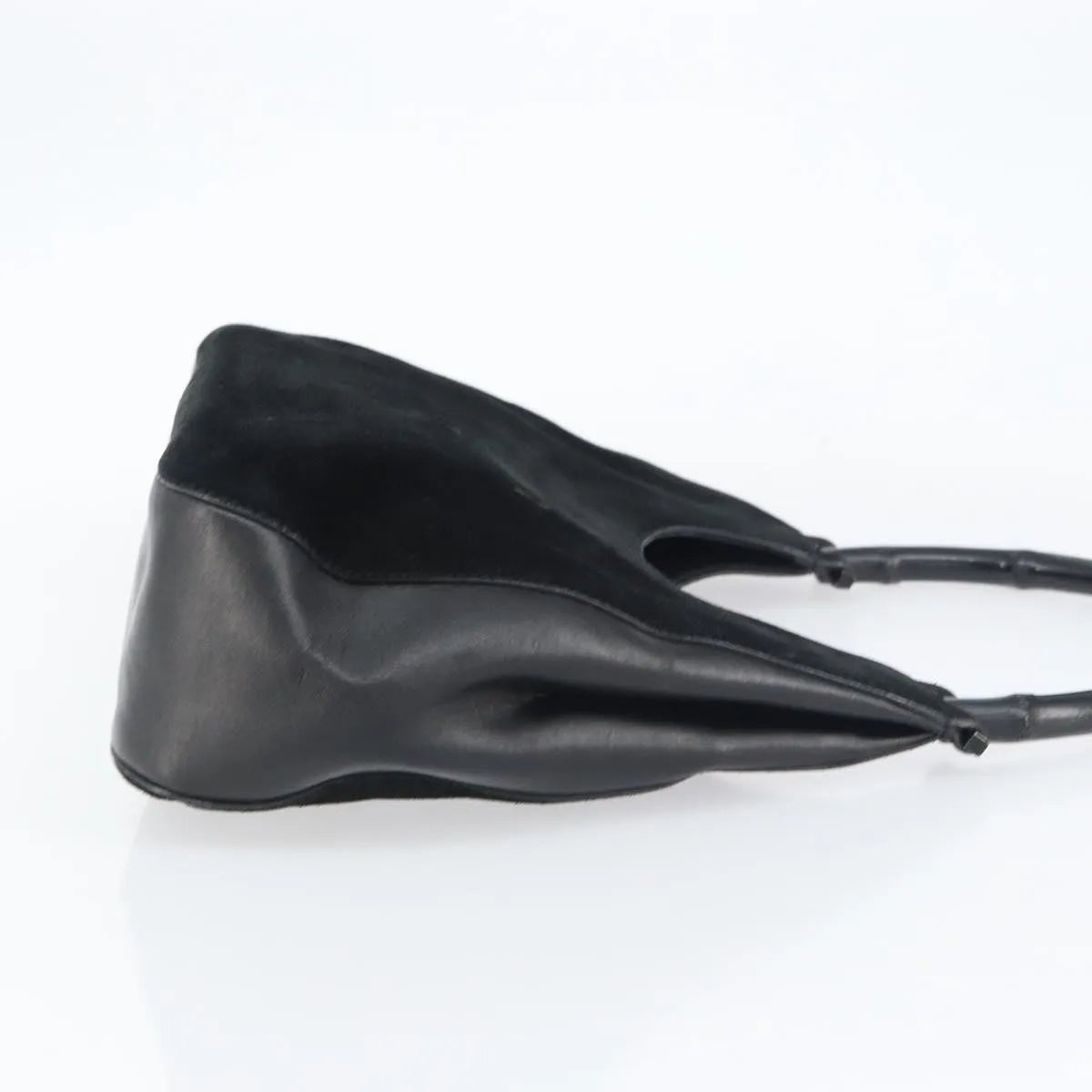 Gucci Vintage Bamboo Handle Suede, Black, Suede, Handbag