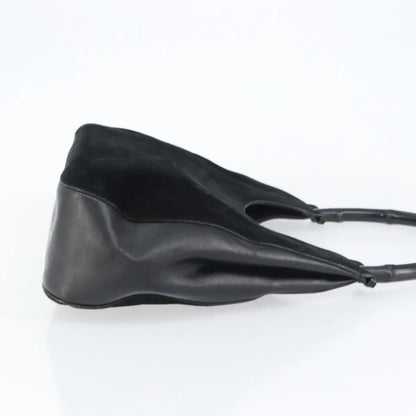 Gucci Vintage Bamboo Handle Suede, Black, Suede, Handbag