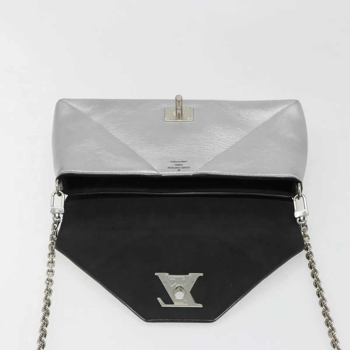 Louis Vuitton Love Note Chain Clutch Leather, Silver, Leather, Shoulder Bag