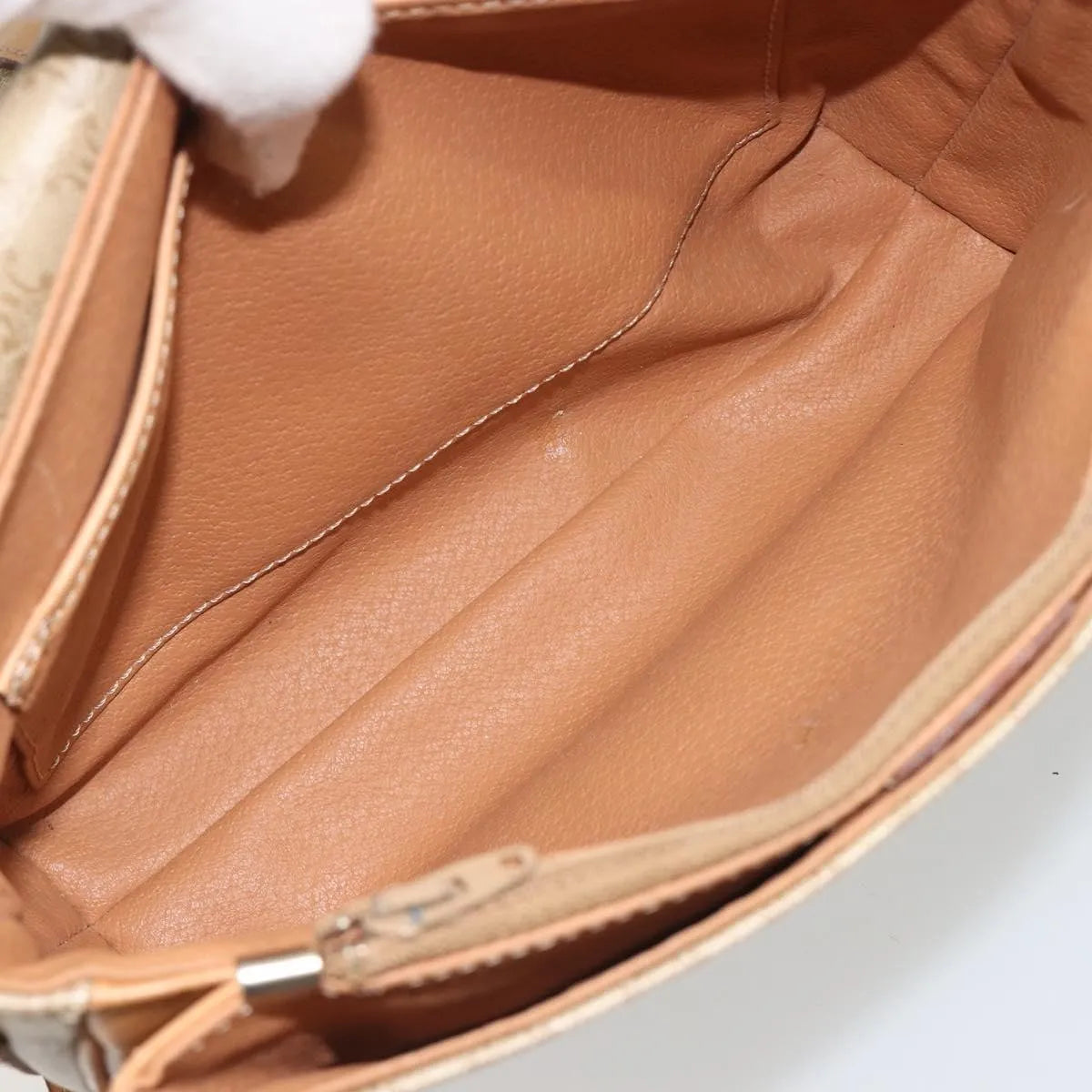 Celine Vintage Macadam Canvas and Leather, Beige, Canvas, Shoulder Bag