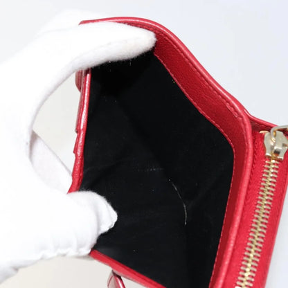 Saint Laurent Zipped Bifold Leather, Red, Leather, Wallet