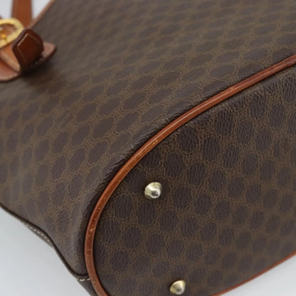 Celine Vintage Macadam Canvas and Leather, Brown, Canvas, Tote Bag