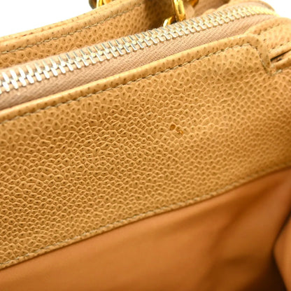 Chanel Vintage Timeless Chain Caviar, Beige, Leather, Shoulder Bag