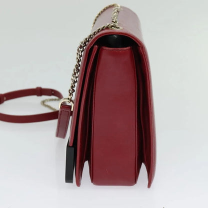 Bvlgari Signature Leather, Red, Leather, Shoulder Bag