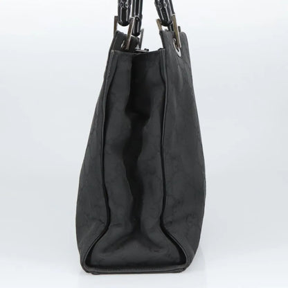 Gucci Vintage Bamboo Handle Tote GG Nylon, Black, Nylon, Tote Bag