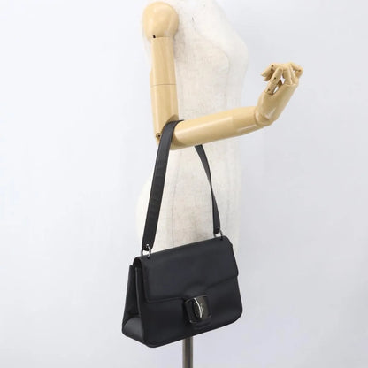 Salvatore Ferragamo Vala Leather, Black, Leather, Shoulder Bag