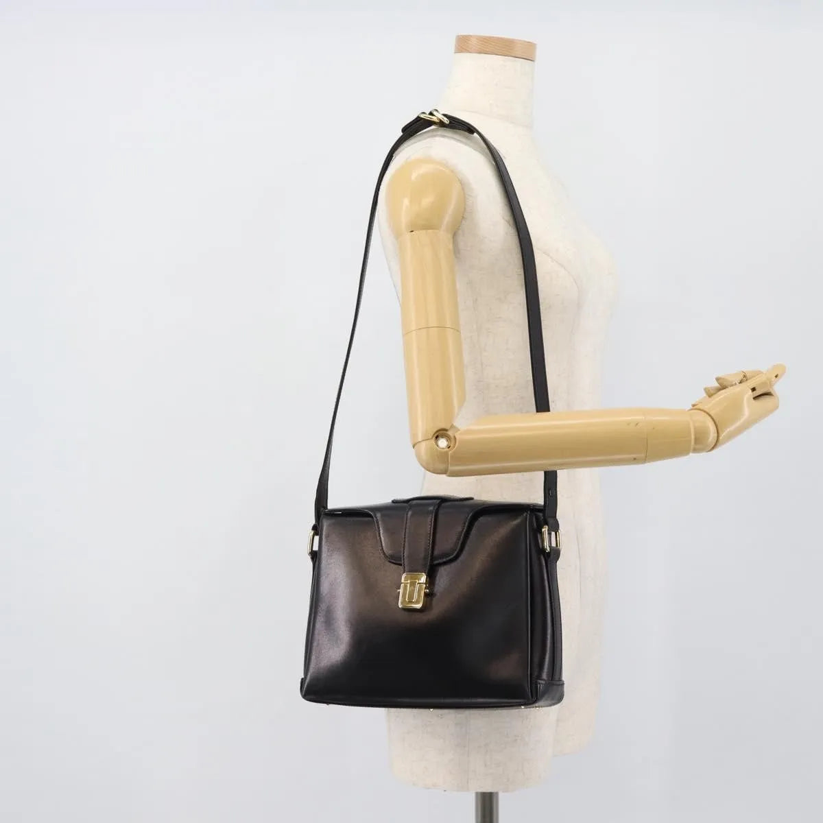 Gucci Vintage Leather, Black, Leather, Shoulder Bag