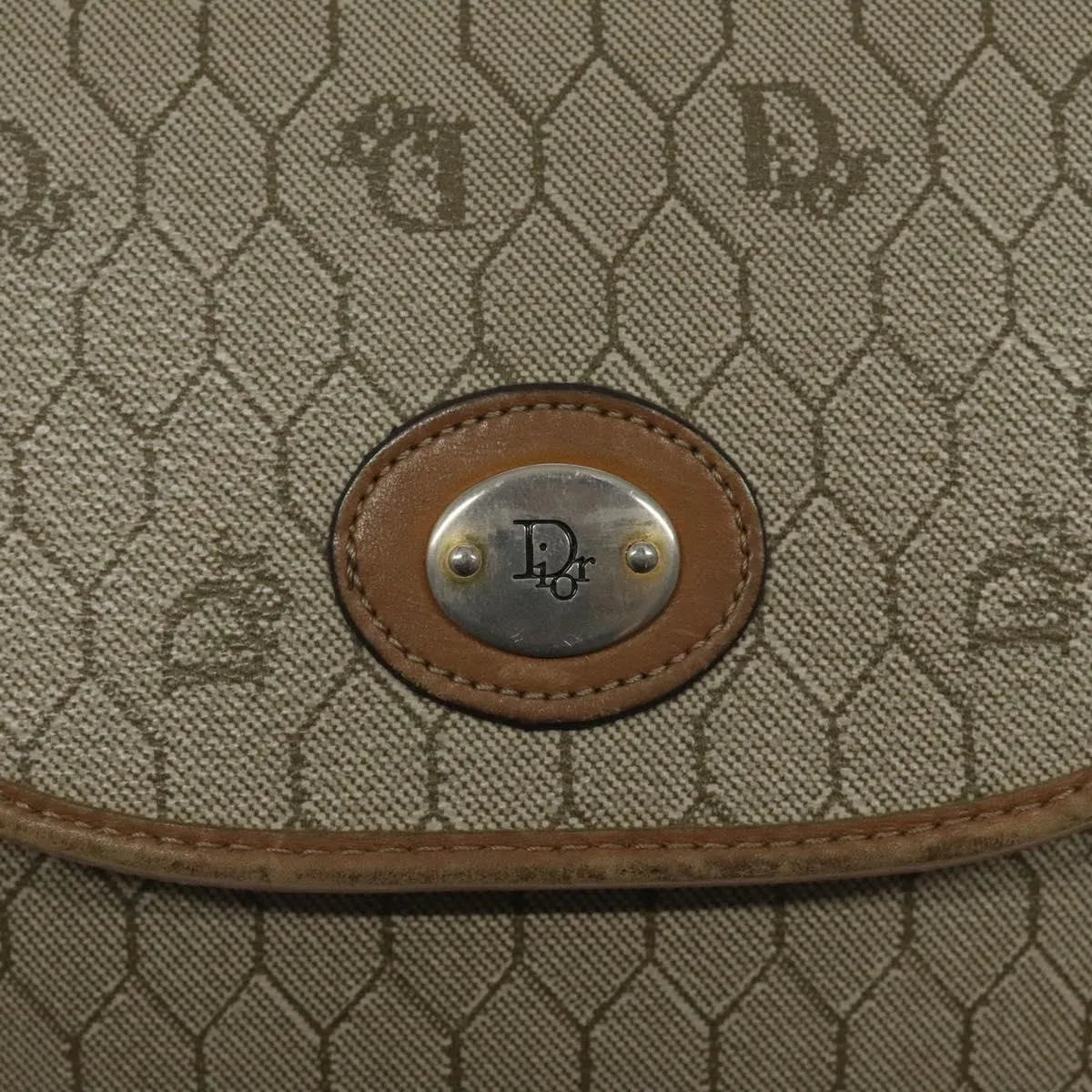 Christian Dior Vintage Honeycomb Canvas, Beige, Canvas, Shoulder Bag