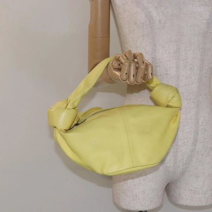 Bottega Veneta Double Knot Hobo Leather, Yellow, Leather, Handbag