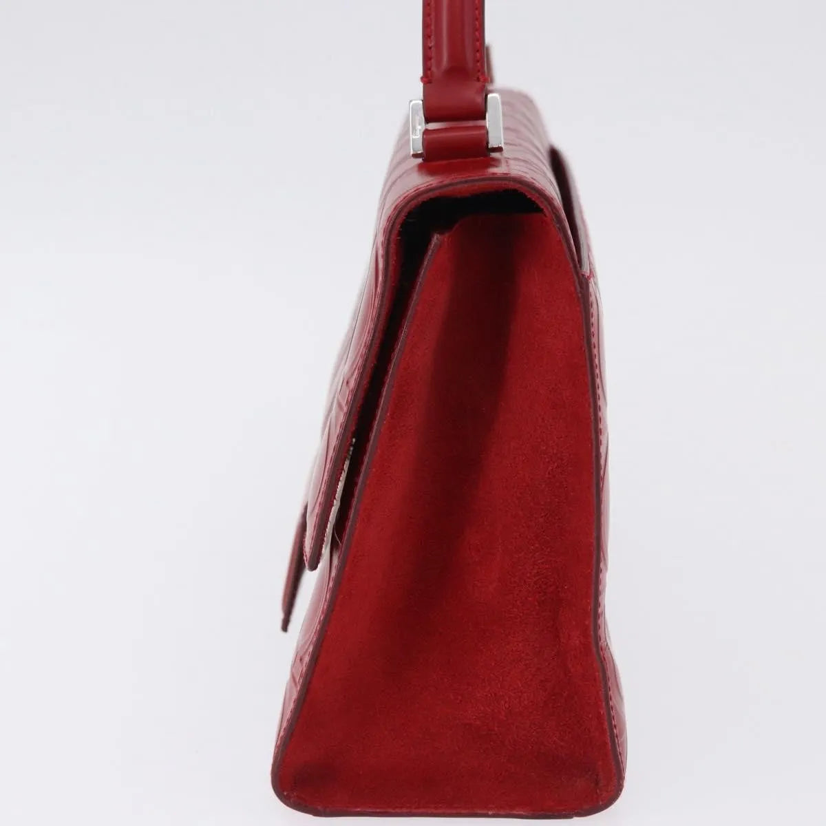 Salvatore Ferragamo Vintage Gancini Top Handle Embossed Leather, Red, Leather, Handbag
