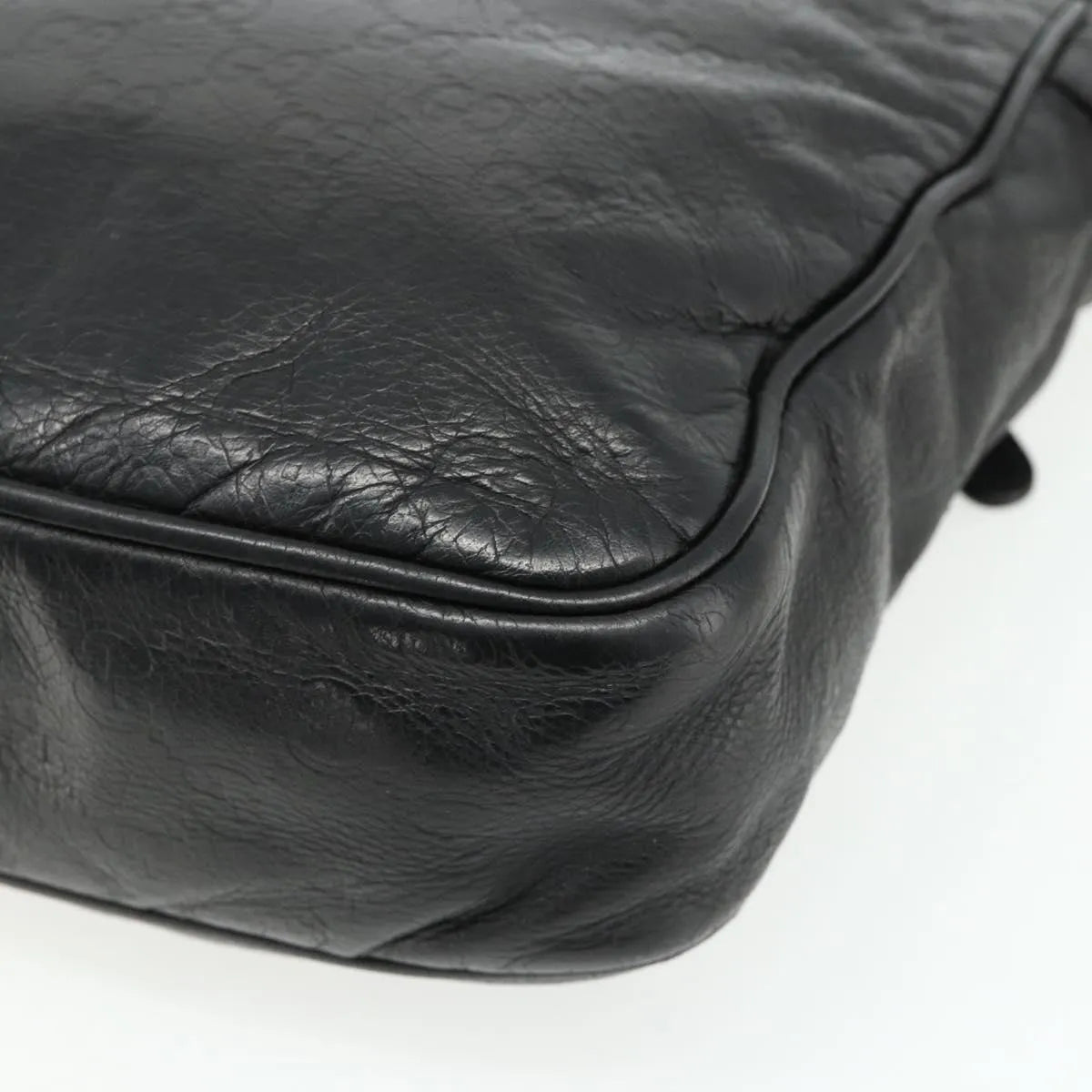 Gucci Front Zip Messenger Guccissima Leather, Black, Leather, Shoulder Bag