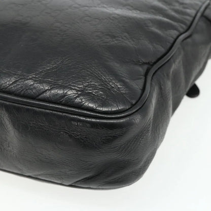 Gucci Front Zip Messenger Guccissima Leather, Black, Leather, Shoulder Bag