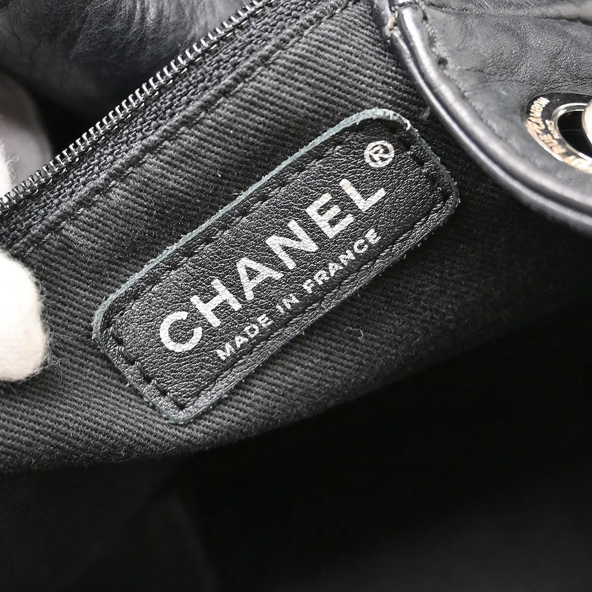 Chanel Vintage CC Drawstring Bucket Lambskin, Black, Leather, Shoulder Bag