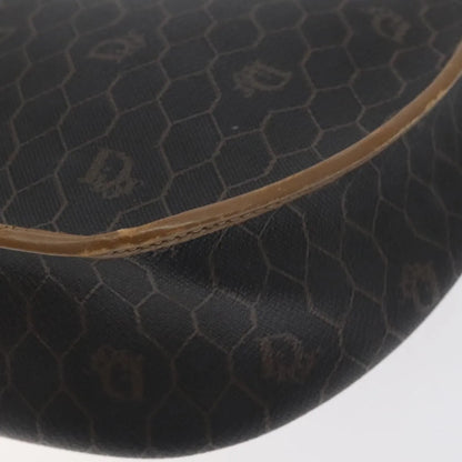 Christian Dior Vintage Honeycomb Flap Coated Canvas, Black, Canvas, Shoulder Bag