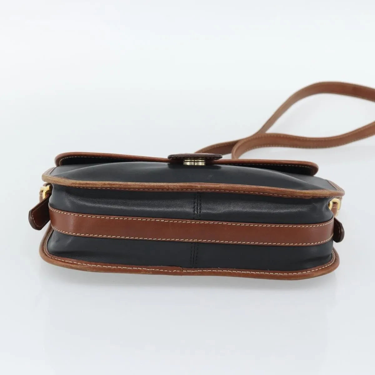 Celine Flap Shoulder Leather, Black, Leather, Shoulder Bag