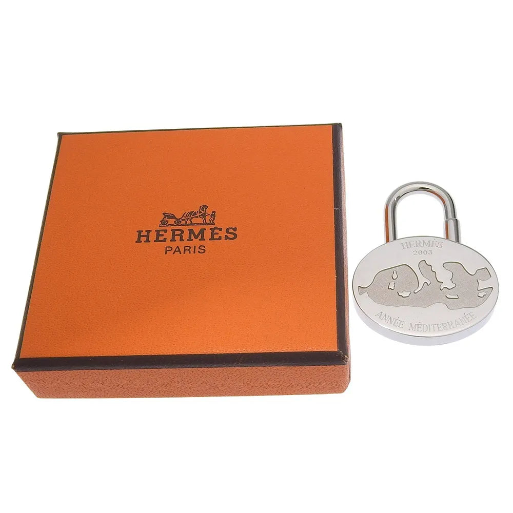 Hermes Annee Mediterranee Cadena Lock Charm Metal, Silver, Metal, Charm