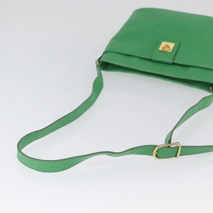 Celine Vintage Leather, Green, Leather, Shoulder Bag