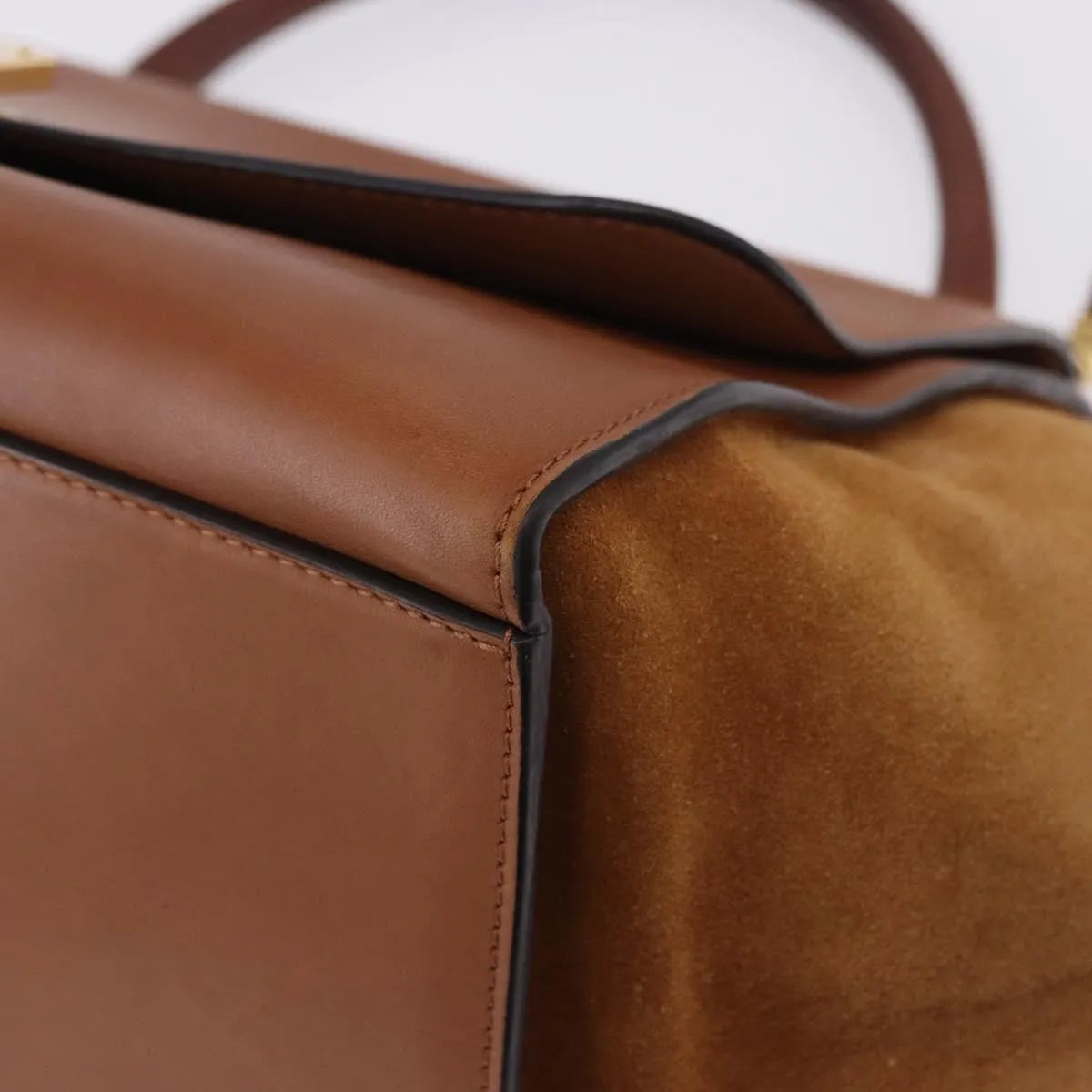 Celine Trapeze Leather, Brown, Leather, Handbag