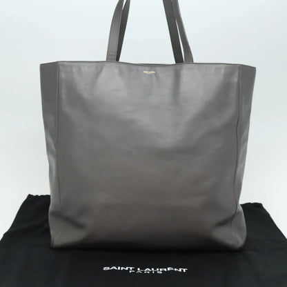 Saint Laurent Reversible North South Shopper Tote Leather, Gray, Leather, Tote Bag