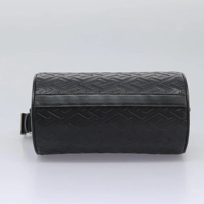 Versace La Greca Leather, Black, Leather, Shoulder Bag