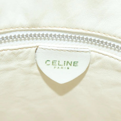 Celine Vintage Circle Logo Leather, White, Leather, Shoulder Bag