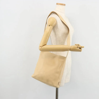 Gucci Vintage Flat Messenger Leather, Beige, Leather, Shoulder Bag