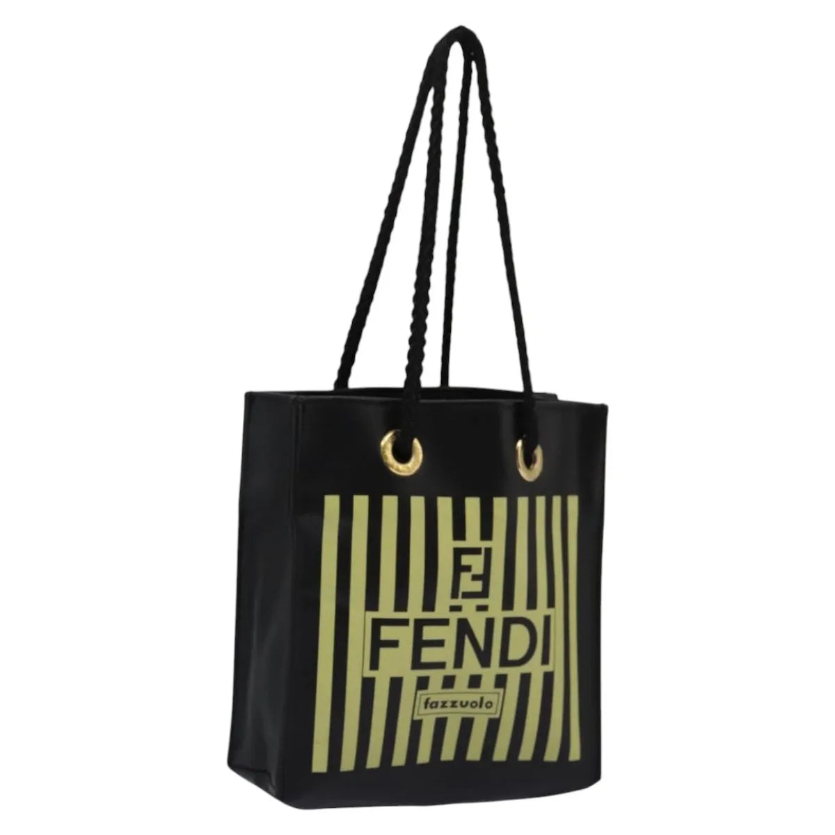 Fendi Fazzuolo Leather, Black, Leather, Tote Bag