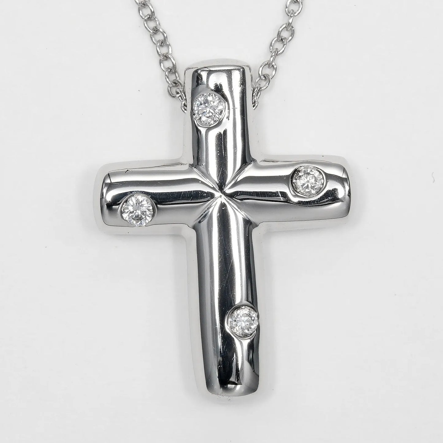 Tiffany & Co. Cross Pendant Platinum and Diamonds, Silver, Platinum, Necklace