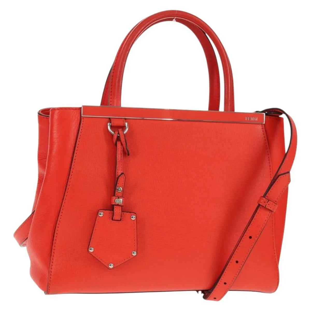Fendi 2Jours Leather, Red, Leather, Tote Bag