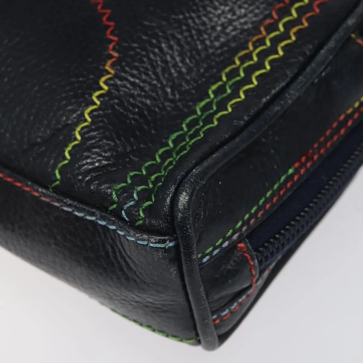Fendi Vintage Zip Leather, Navy, Leather, Shoulder Bag