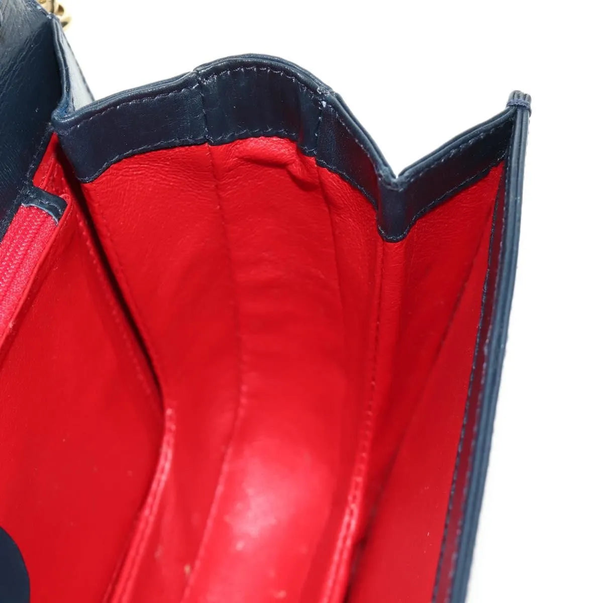 Gucci Chain Flap Leather, Navy, Leather, Shoulder Bag