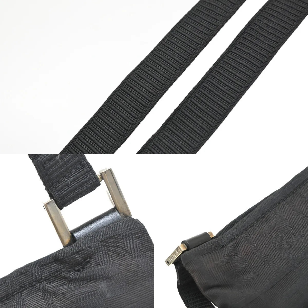 Fendi Logo Zucca Zucca, Black, Canvas, Shoulder Bag