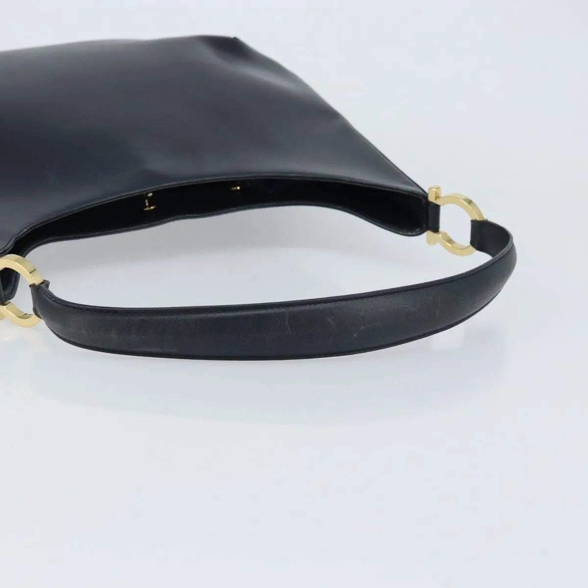 Salvatore Ferragamo Gancini Leather, Navy, Leather, Handbag