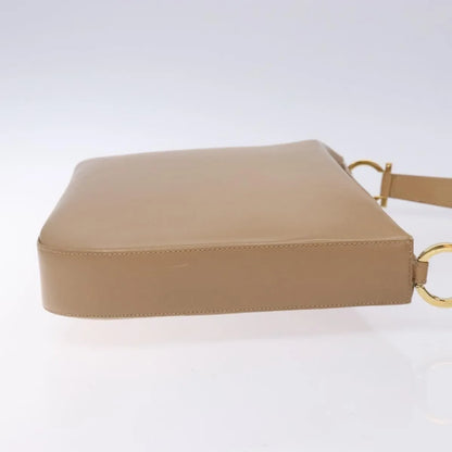 Salvatore Ferragamo Gancini Leather, Beige, Leather, Shoulder Bag
