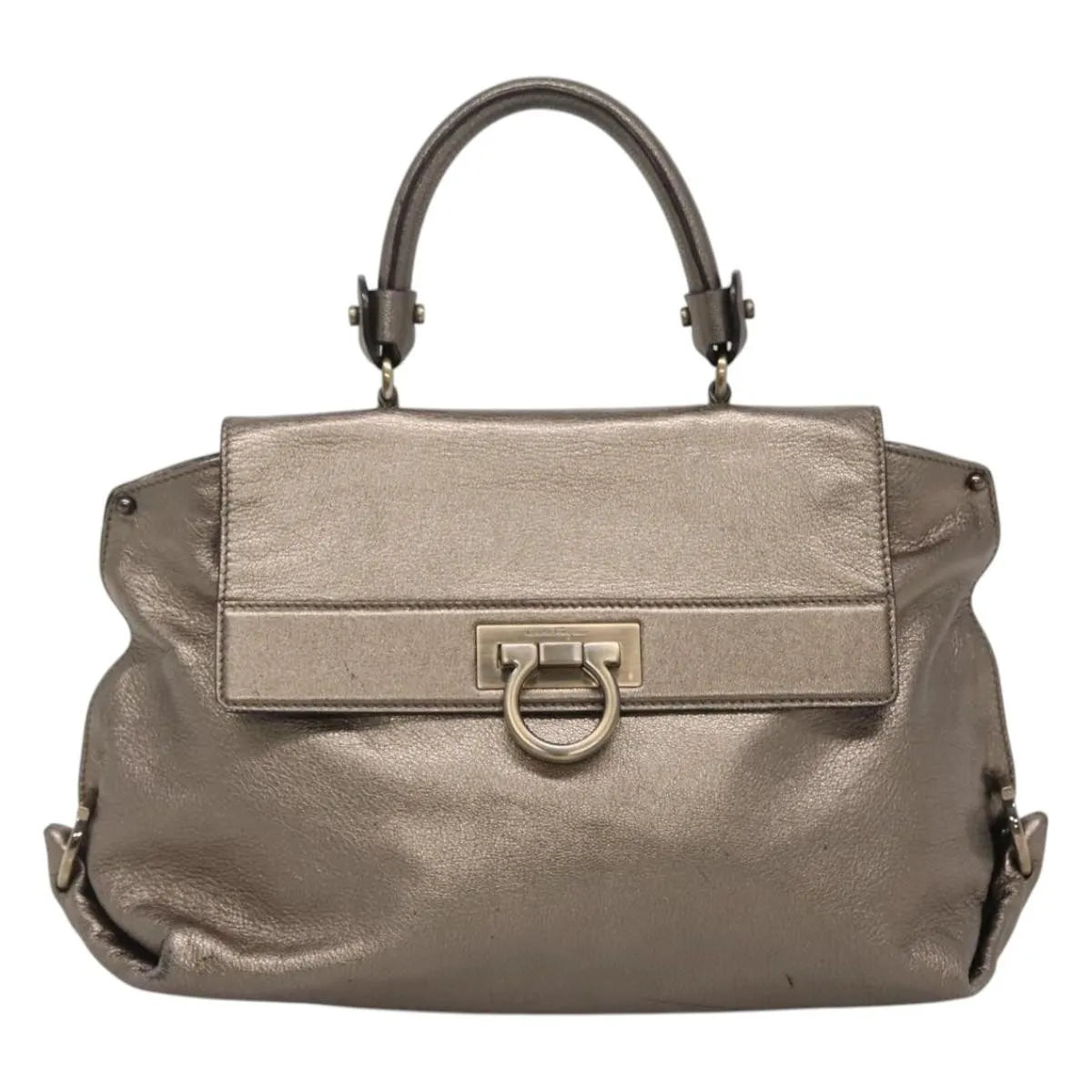 Salvatore Ferragamo Sofia Satchel Leather, Gold, Leather, Handbag