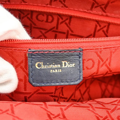 Christian Dior Lady Dior Soft Satchel Cannage Quilt Lambskin, Navy, Leather, Tote Bag