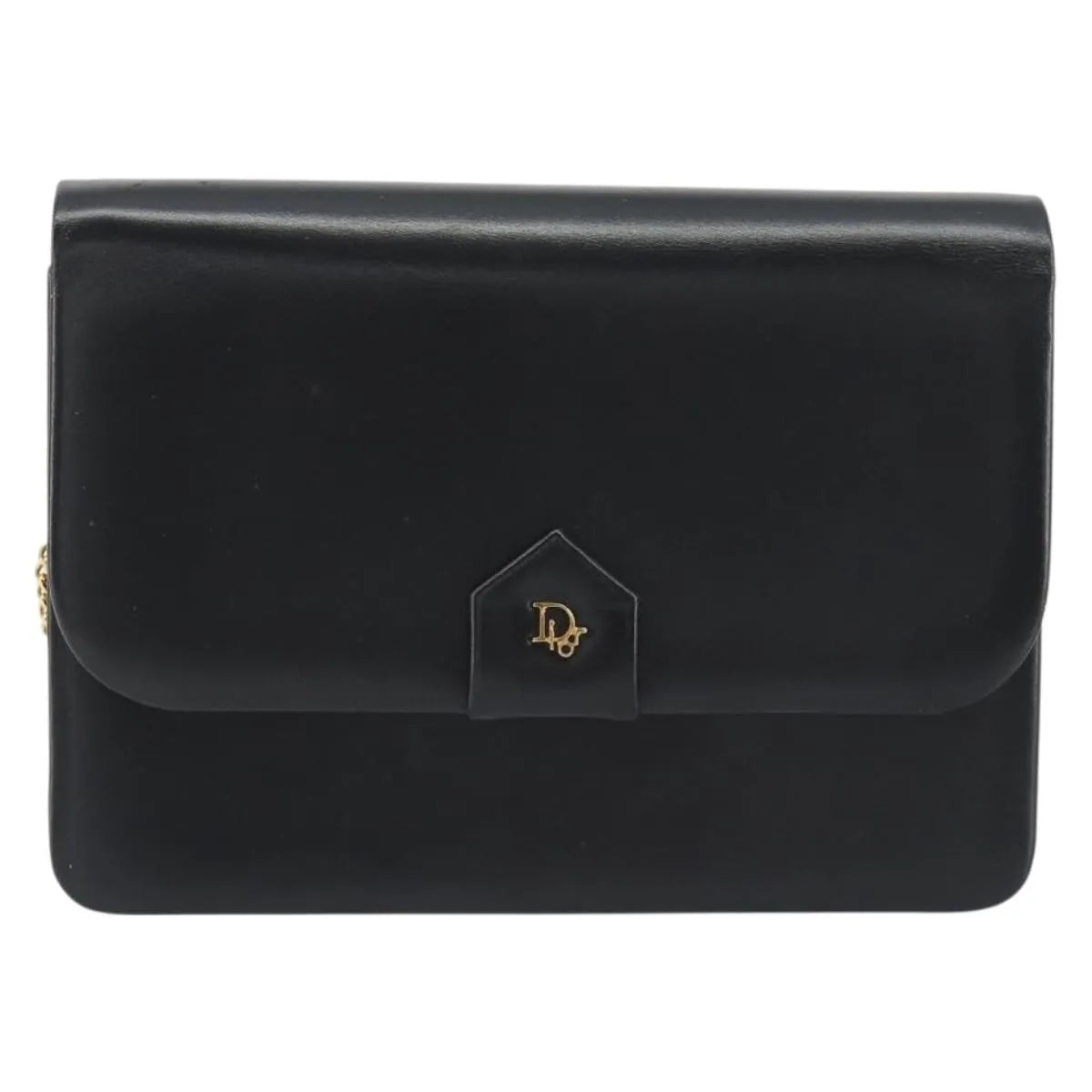 Christian Dior Vintage Clipper closure clutch with logo leather, Black, Leather, Crossbody Bag