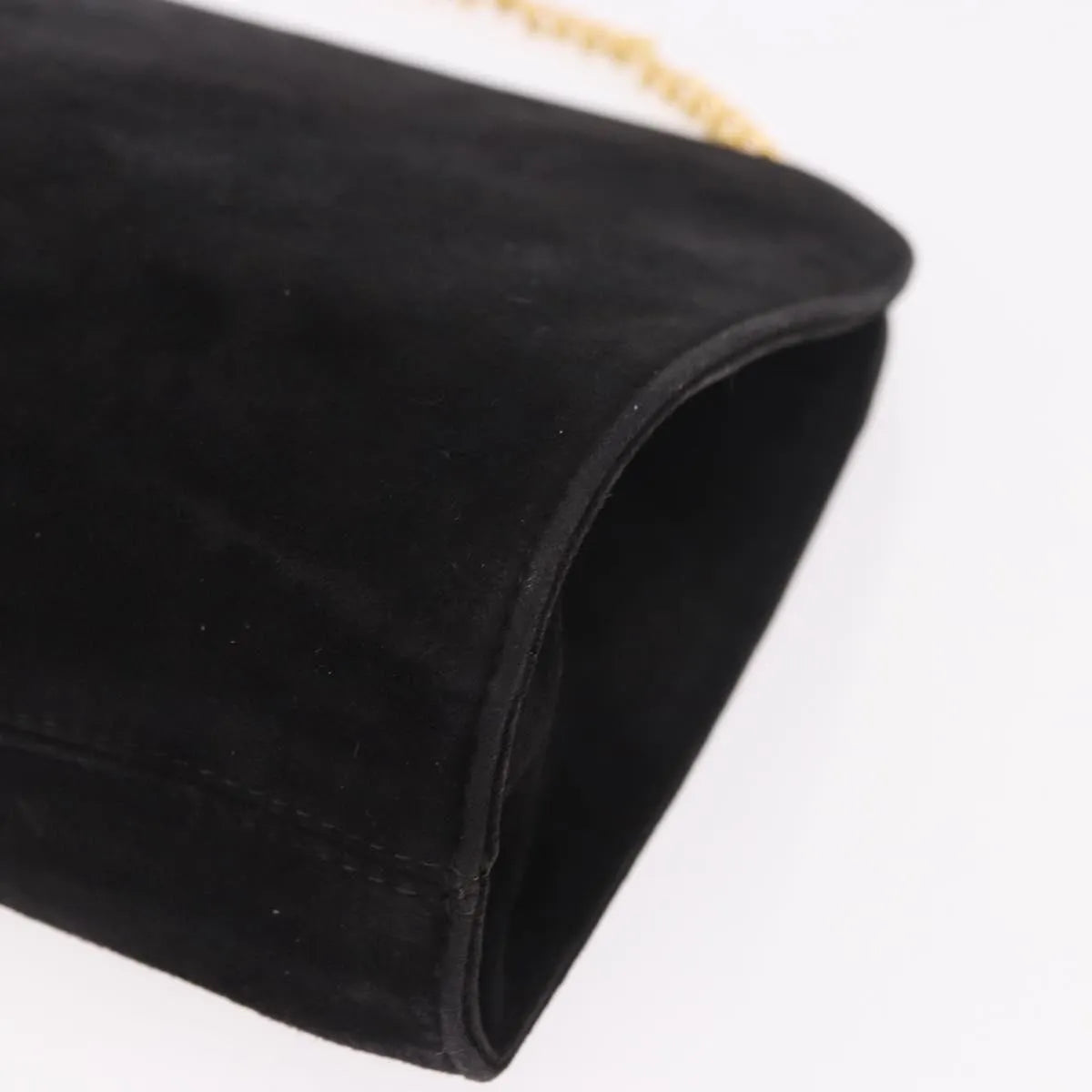 Salvatore Ferragamo Gancini Chain Suede, Black, Suede, Shoulder Bag