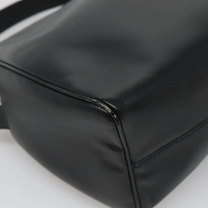 Celine Circle Logo Leather, Black, Leather, Handbag