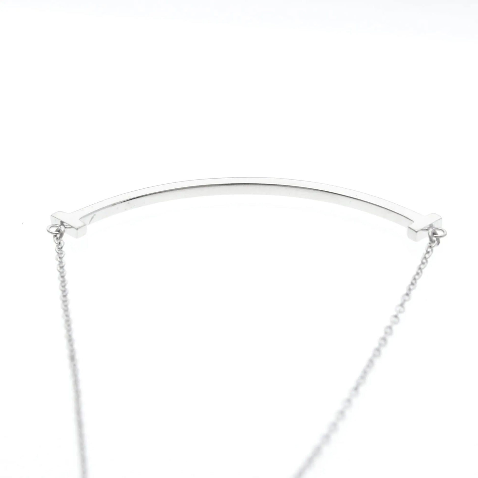 Tiffany & Co. T Smile Pendant 18K White Gold, Silver, White Gold, Necklace