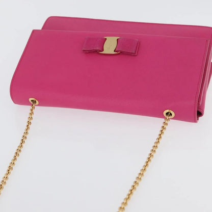 Salvatore Ferragamo Vala Chain Leather, Pink, Leather, Shoulder Bag